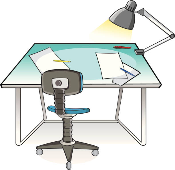 Drawing table with a lamp