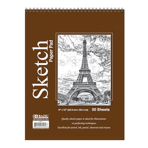 9X12 Top Spiral White Drawing Pad 30 Ct