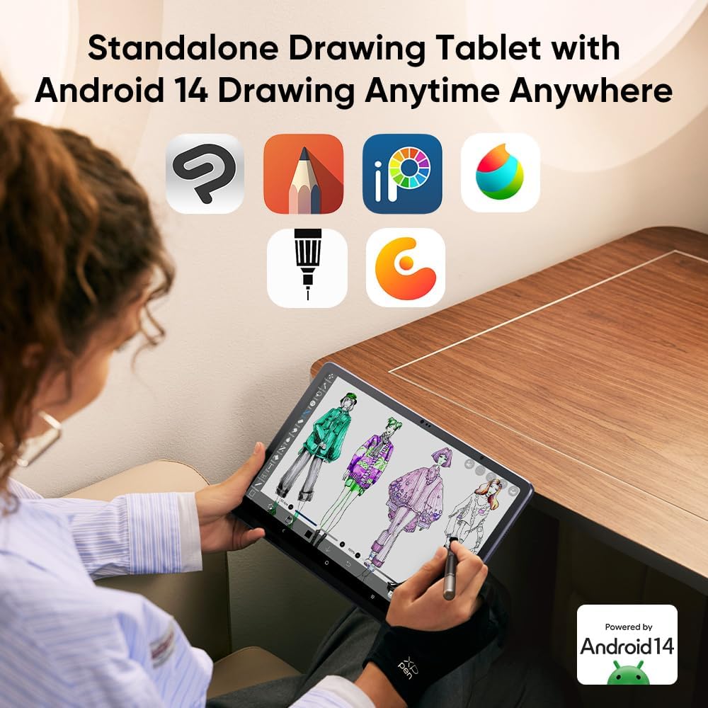 XPPen Magic Drawing Pad standalone drawing tablet with Android 14 showing drawing app icons